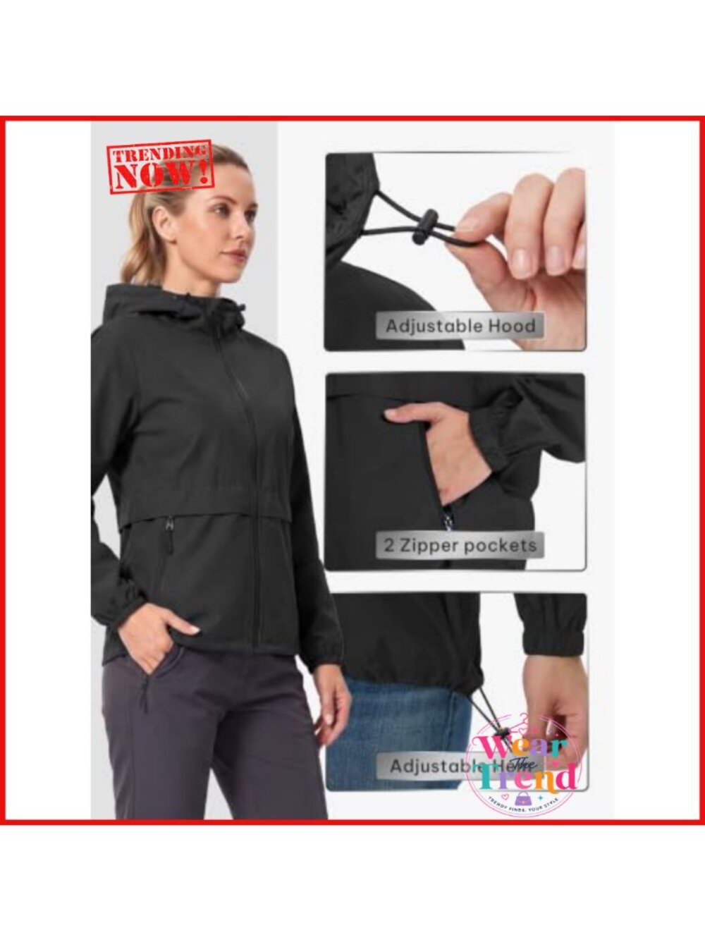 Lightweight Waterproof Packable Rain Jacket Hooded - Picture 4 of 6